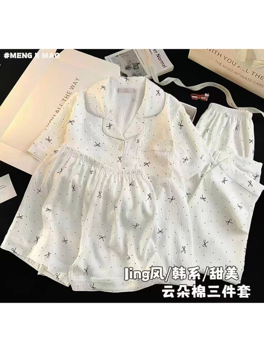 Ayollar uchun paxtali pijama ko‘ylak va shimlar to‘plami  uyqu va dam olish uchun uy kiyim