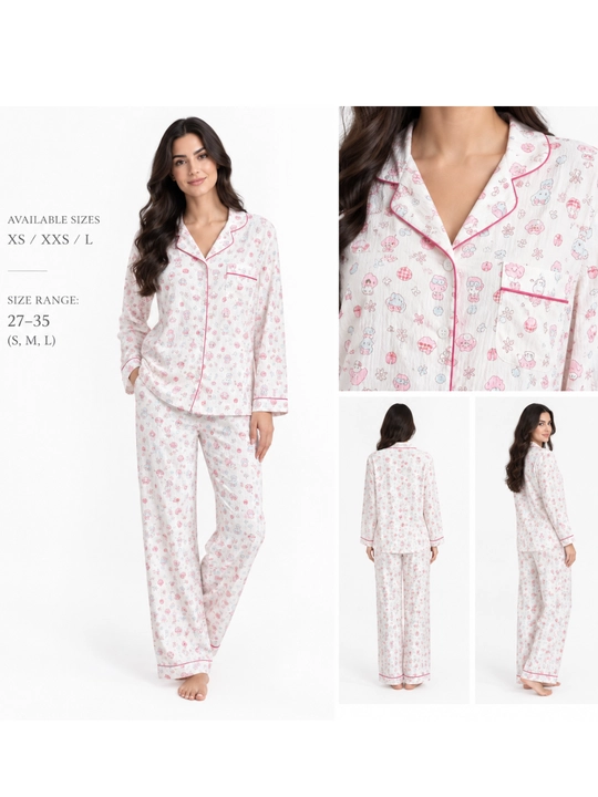 Ayollar uchun paxtali pijama ko‘ylak va shimlar to‘plami  uyqu va dam olish uchun uy kiyim - 