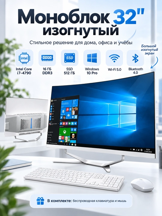 Моноблок с изогнутым HD-экраном 32-дюйм Core i7-4790 / SSD 512ГБ RAM 16ГБ - 