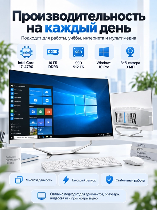 Моноблок с изогнутым HD-экраном 32-дюйм Core i7-4790 / SSD 512ГБ RAM 16ГБ