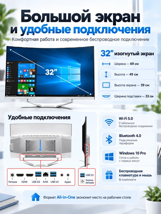 Моноблок с изогнутым HD-экраном 32-дюйм Core i7-4790 / SSD 512ГБ RAM 16ГБ
