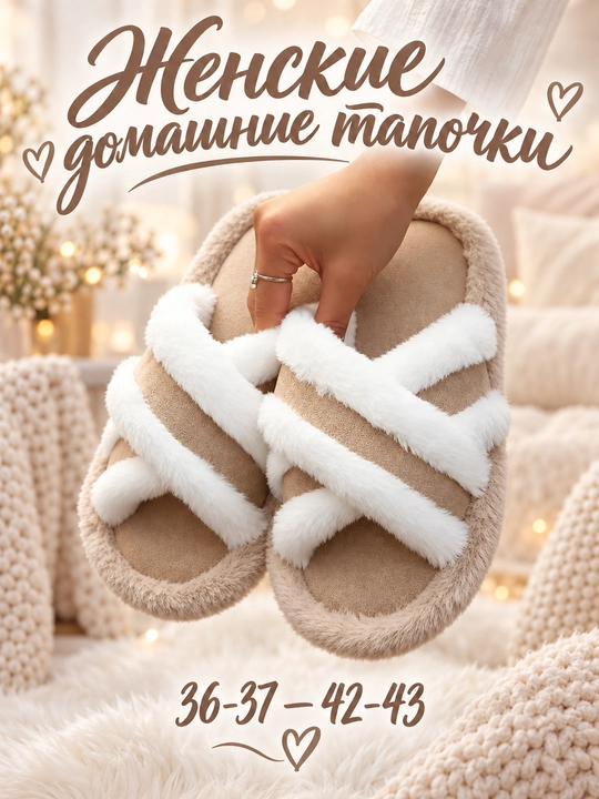 Тапочки женские домашние DIMORE SoftCross, с перекрёстными ремешками, 36-37 — 42-43 - 
