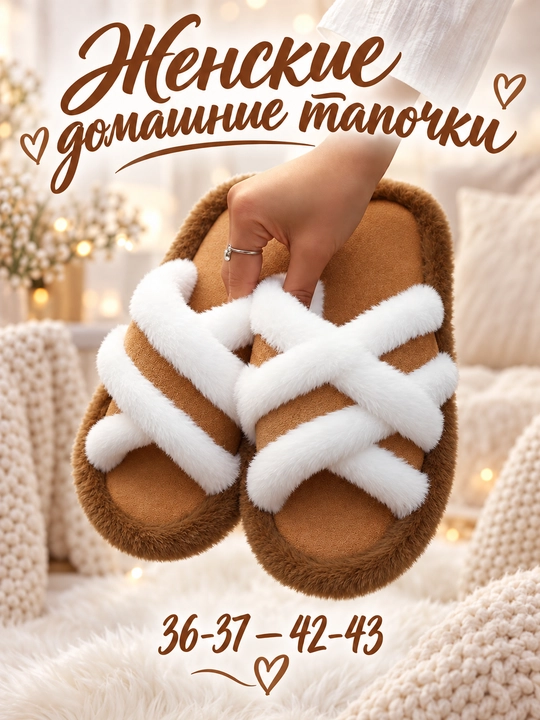 Тапочки женские домашние DIMORE SoftCross, с перекрёстными ремешками, 36-37 — 42-43 - 