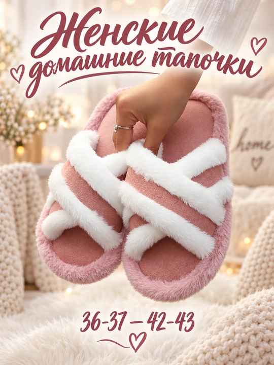 Тапочки женские домашние DIMORE SoftCross, с перекрёстными ремешками, 36-37 — 42-43 - 