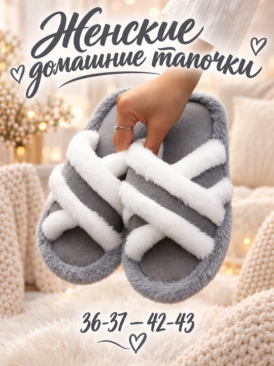 Тапочки женские домашние DIMORE SoftCross, с перекрёстными ремешками, 36-37 — 42-43 - 