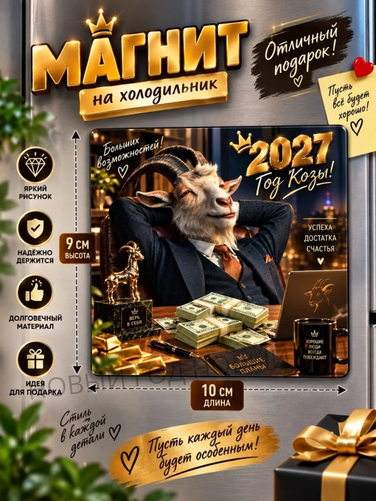 Магнит на холодильник Коза символ года 2027