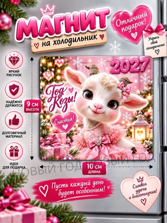 Магнит на холодильник Коза символ года 2027