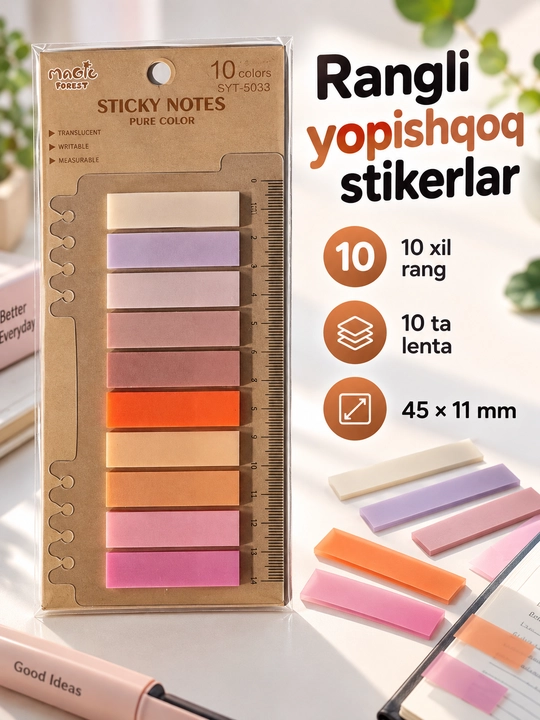 Kitoblar uchun magnitli va shaffof gulli xatcho‘plar to‘plami, 6 dona - 
