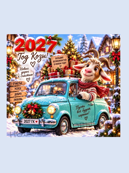 Магнит на холодильник Коза символ года 2027