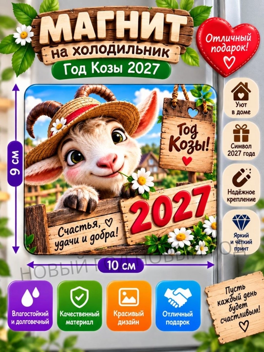 2027-yilning echki muzlatgich magniti ramzi - 