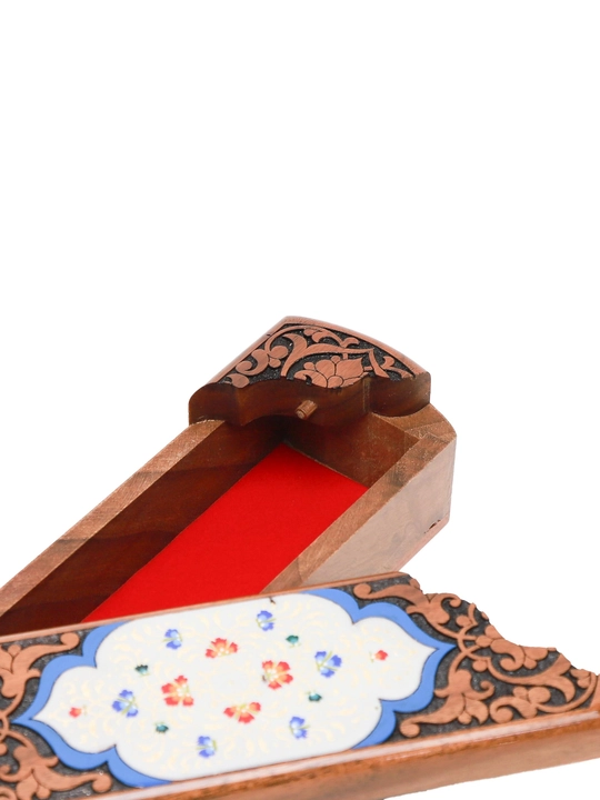 Yong'oq daraxtidan qo'lda ishlangan Islimi Craft medium sirli ochish mehanizmli qutichasi