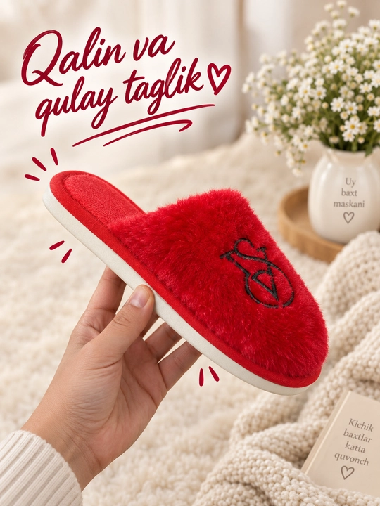 Ayollar uchun yumshoq, issiq uy shippaklari, 36-41