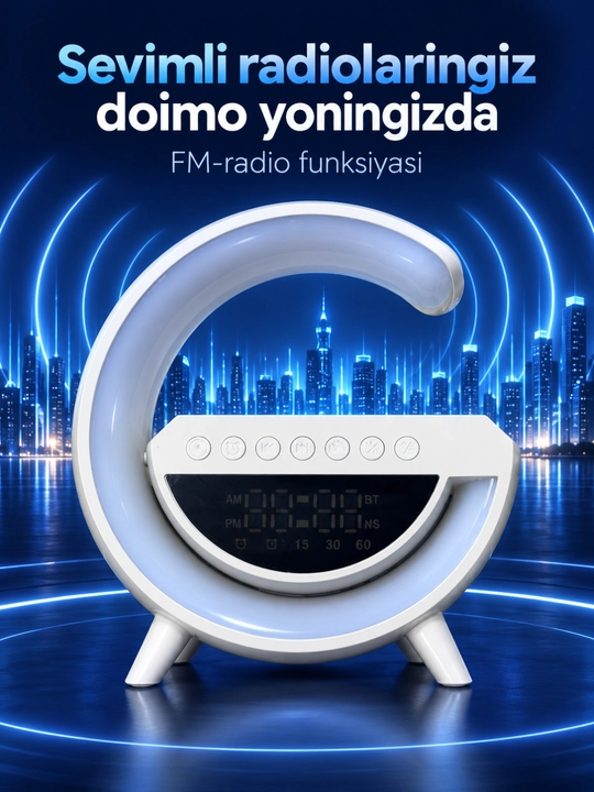Mini3401 simsiz quvvatlash moslamasi, LED tungi chiroq va soatli Bluetooth karnay