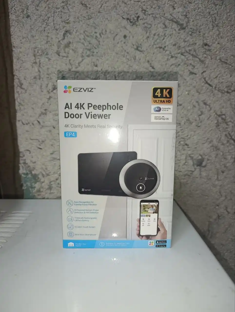 EZVIZ EP4 8MP WiFi видеоглазок, дверной глазок, домофон, WiFi камера ,черный-серый