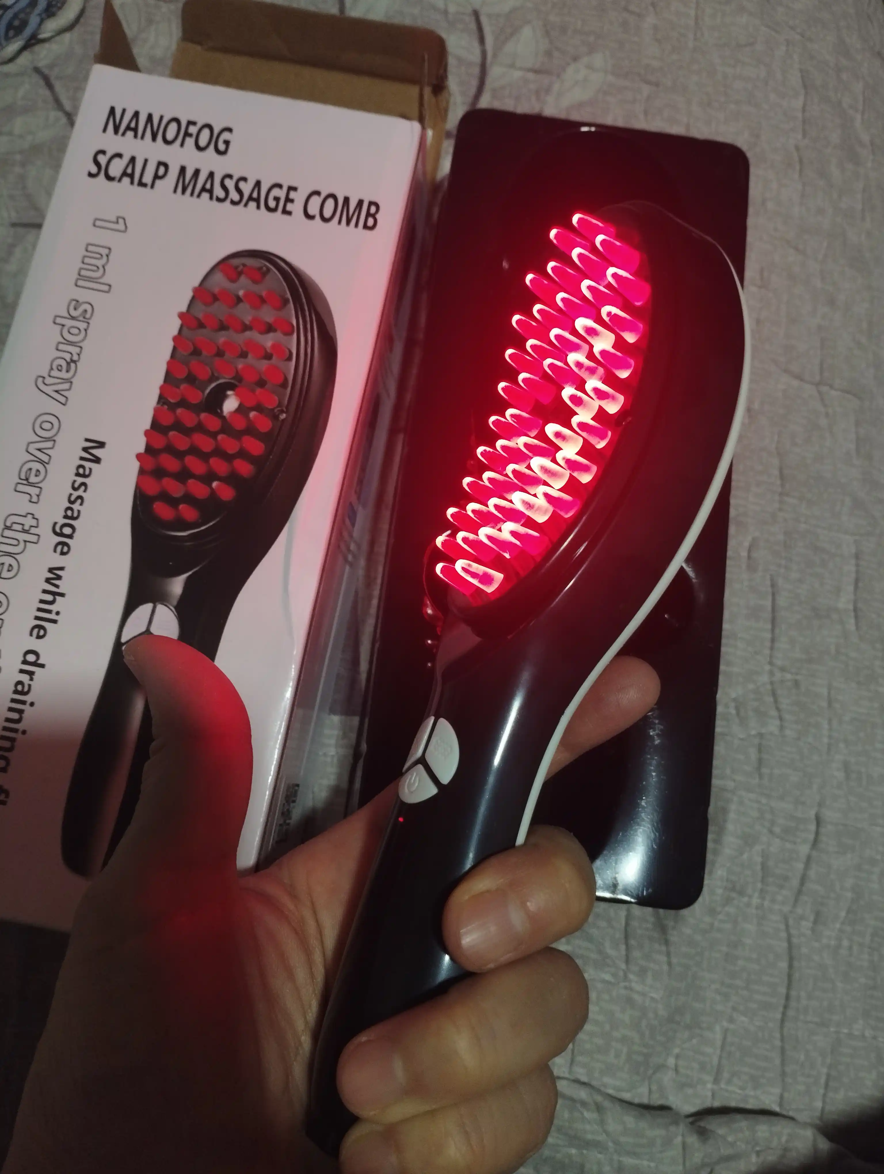 Elektr massaj taroq EMS, soch o‘sishi va to‘kilishga qarshi LED terapiya