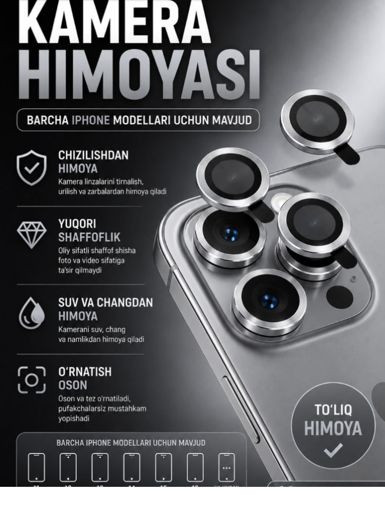 IPhone 17 Pro Max  uchun kamera himoyasi lens himoyasi