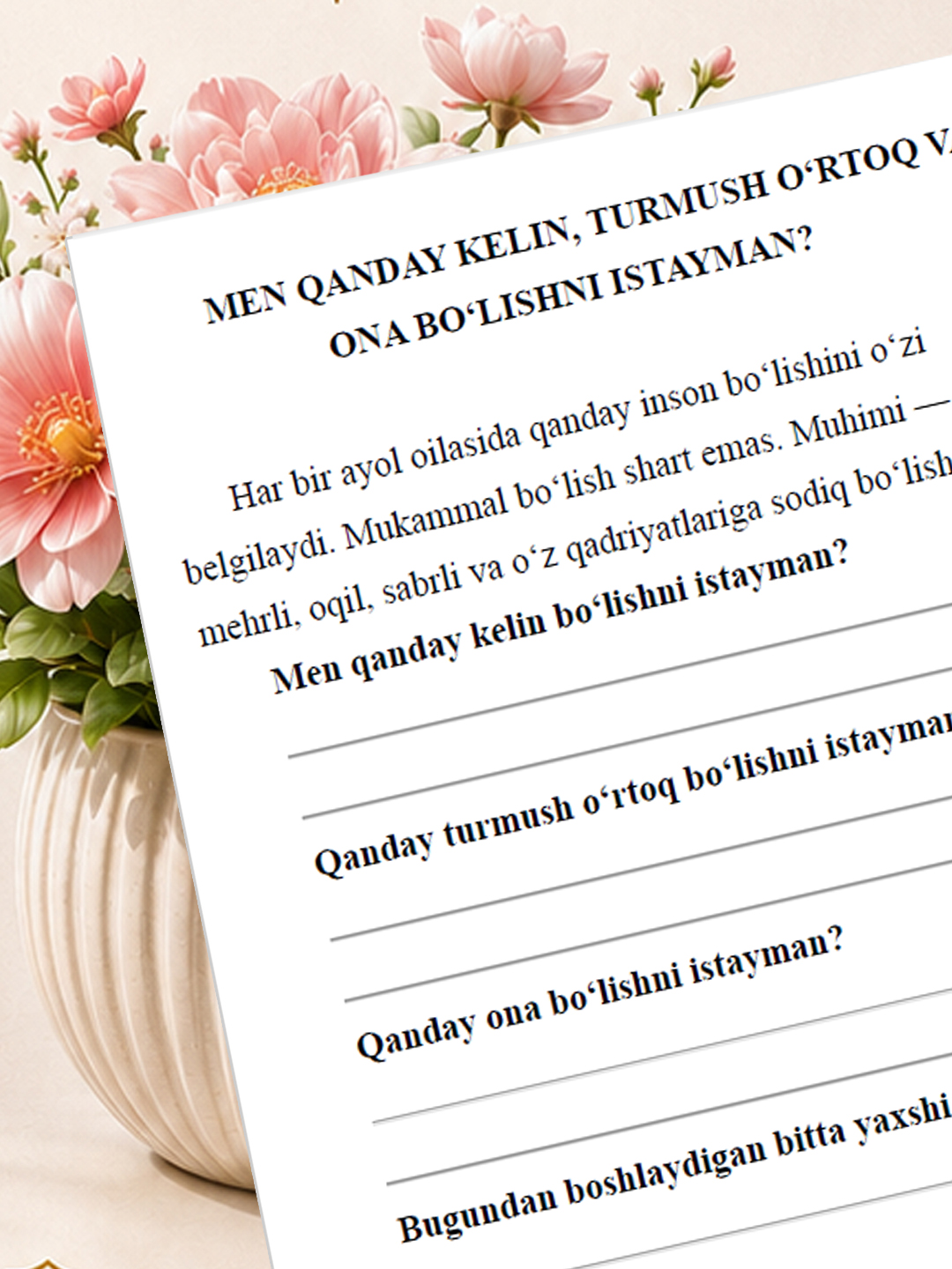 Shukronalik Kundaligi, Allohga oson, Niyatlar Kundaligi, Rivojlanish Kundaligi