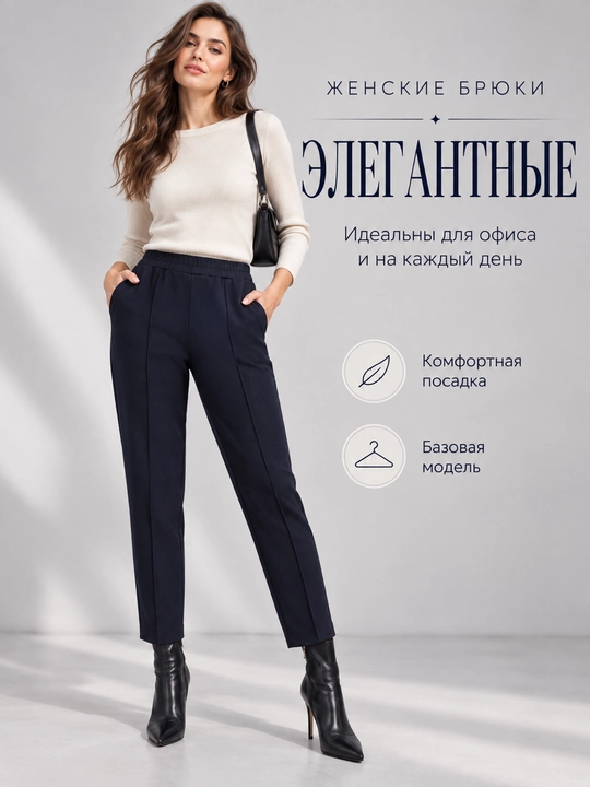 Женские брюки бананы трикотажные укороченные 7/8 на резинке - 
