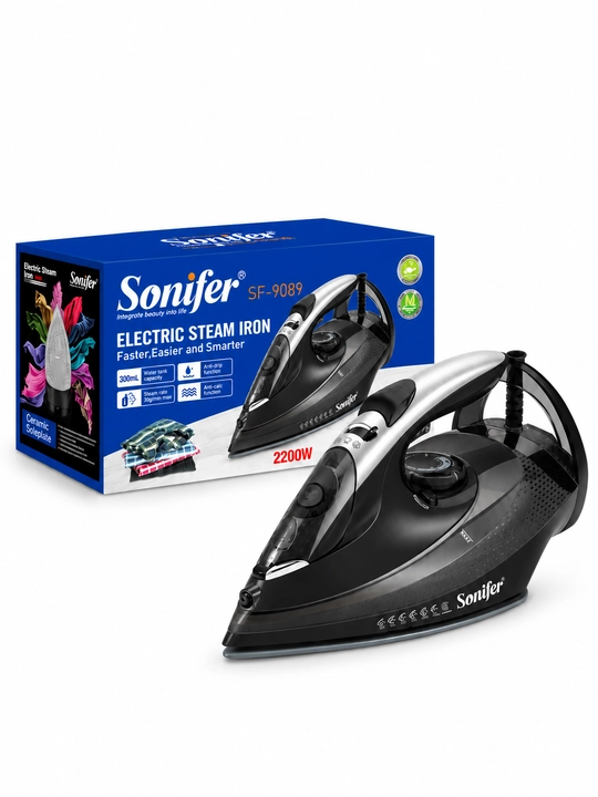 Sonifer SF-9089 bug‘ dazmoli, 2200 Vt, 300 ml sig‘imli, kiyimlarni dazmollash uchun