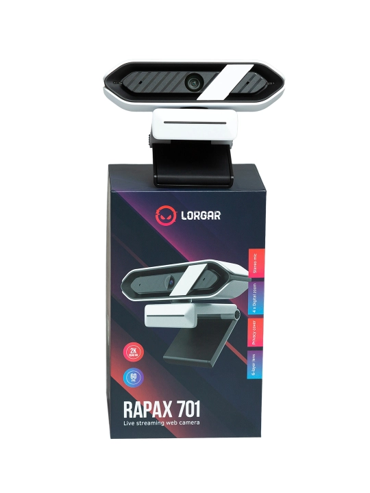 Lorgar Rapax QUAD HD 2560x1440p veb kamera, sozlash dasturi, Plug&Play