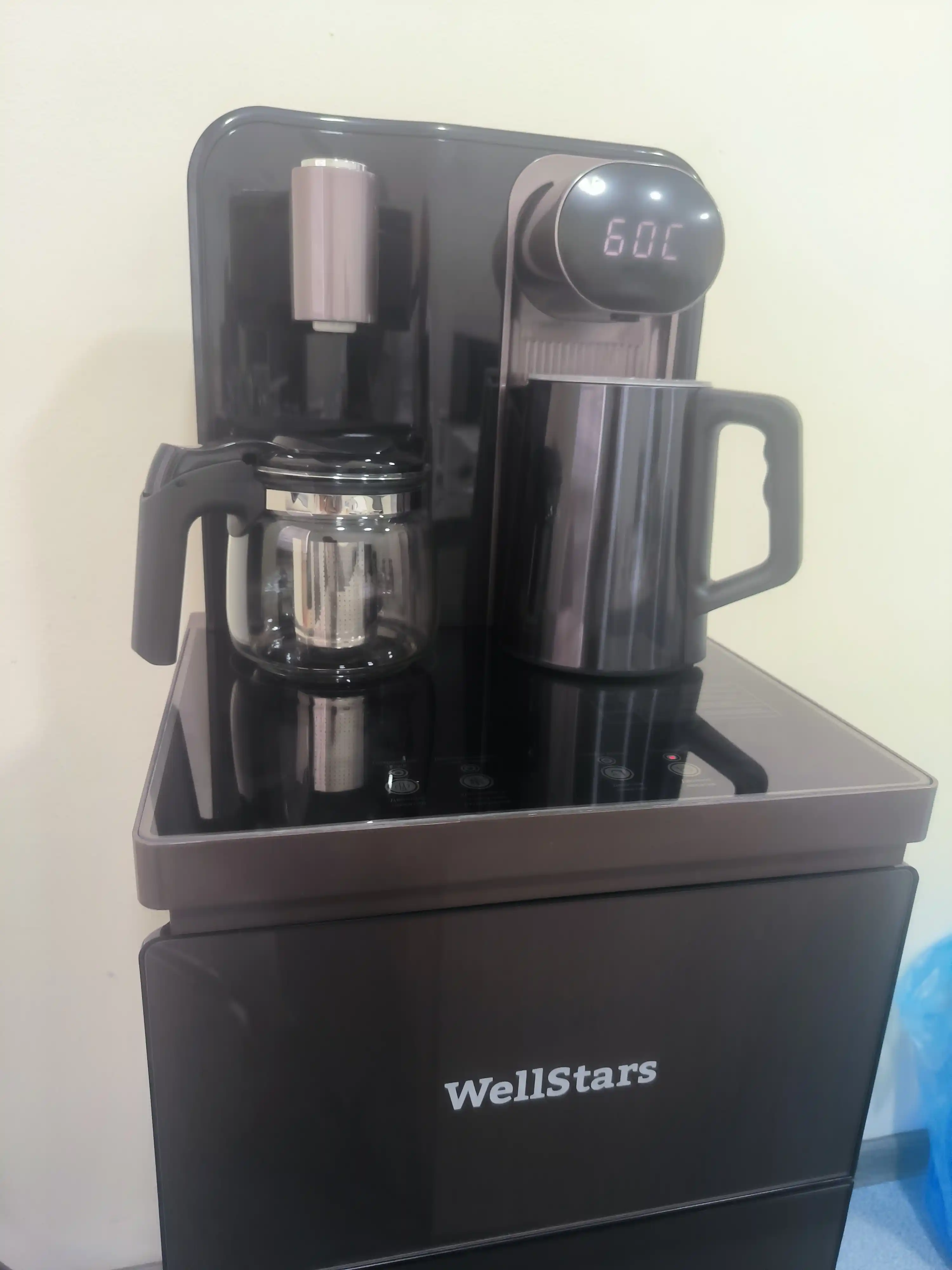 Кулер для воды WellStars с чайником, с нижней загрузкой, управление через пульт