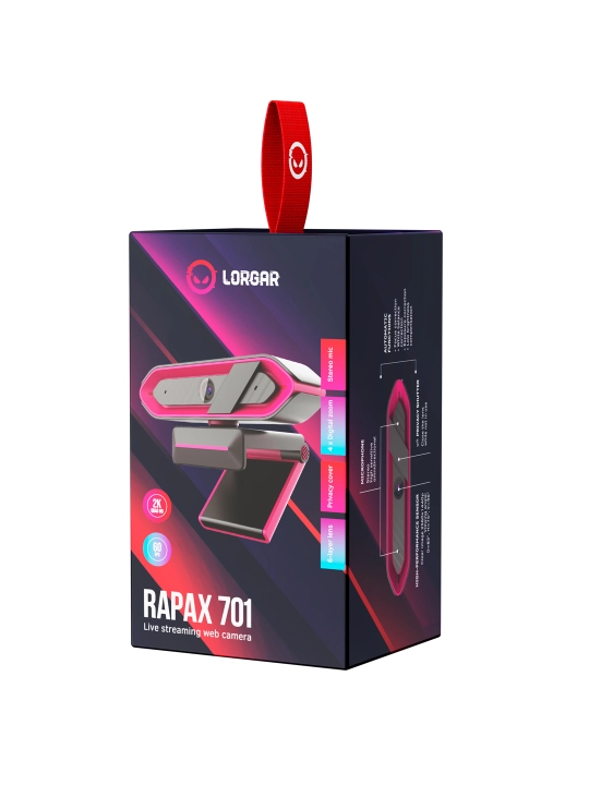 Lorgar Rapax QUAD HD 2560x1440p veb kamera, sozlash dasturi, Plug&Play