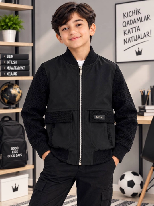 O‘g‘il bolalar uchun bomber kurtka, maktab uchun shamolga qarshi kurtka, 1-5-sinflar - 