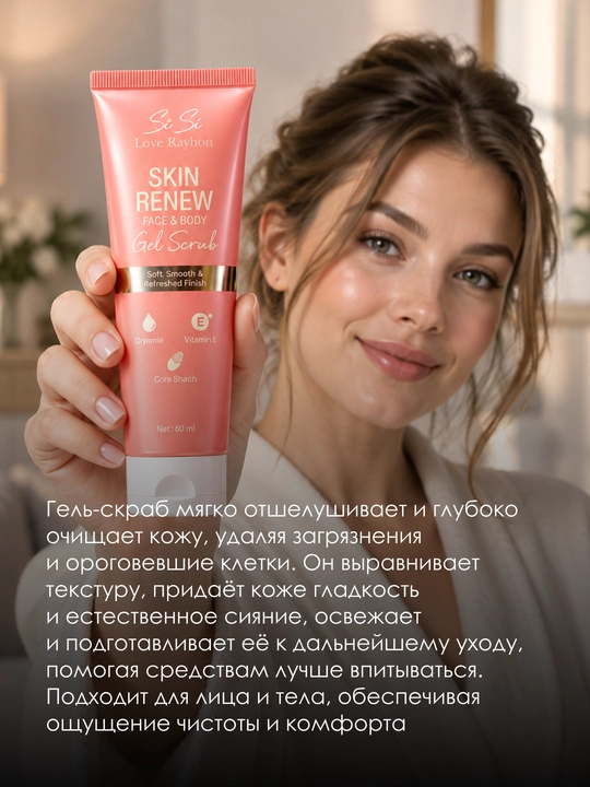Гель-скраб для лица и тела Sisi Love Rayhon Skin Renew Face & Body Scrub, 60 мл