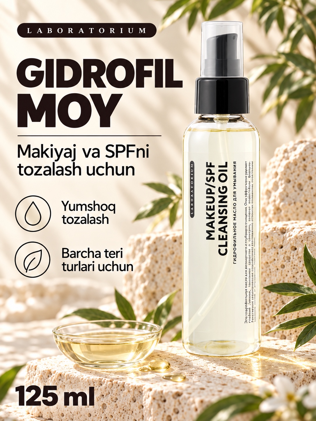 Makiyajni tozalash uchun gidrofil moy Laboratorium, 125 ml