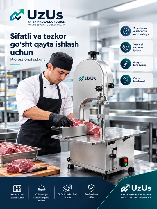 Professional lentali go‘sht va suyak arrasi - go‘sht va suyaklarni kesish dastgohi - 