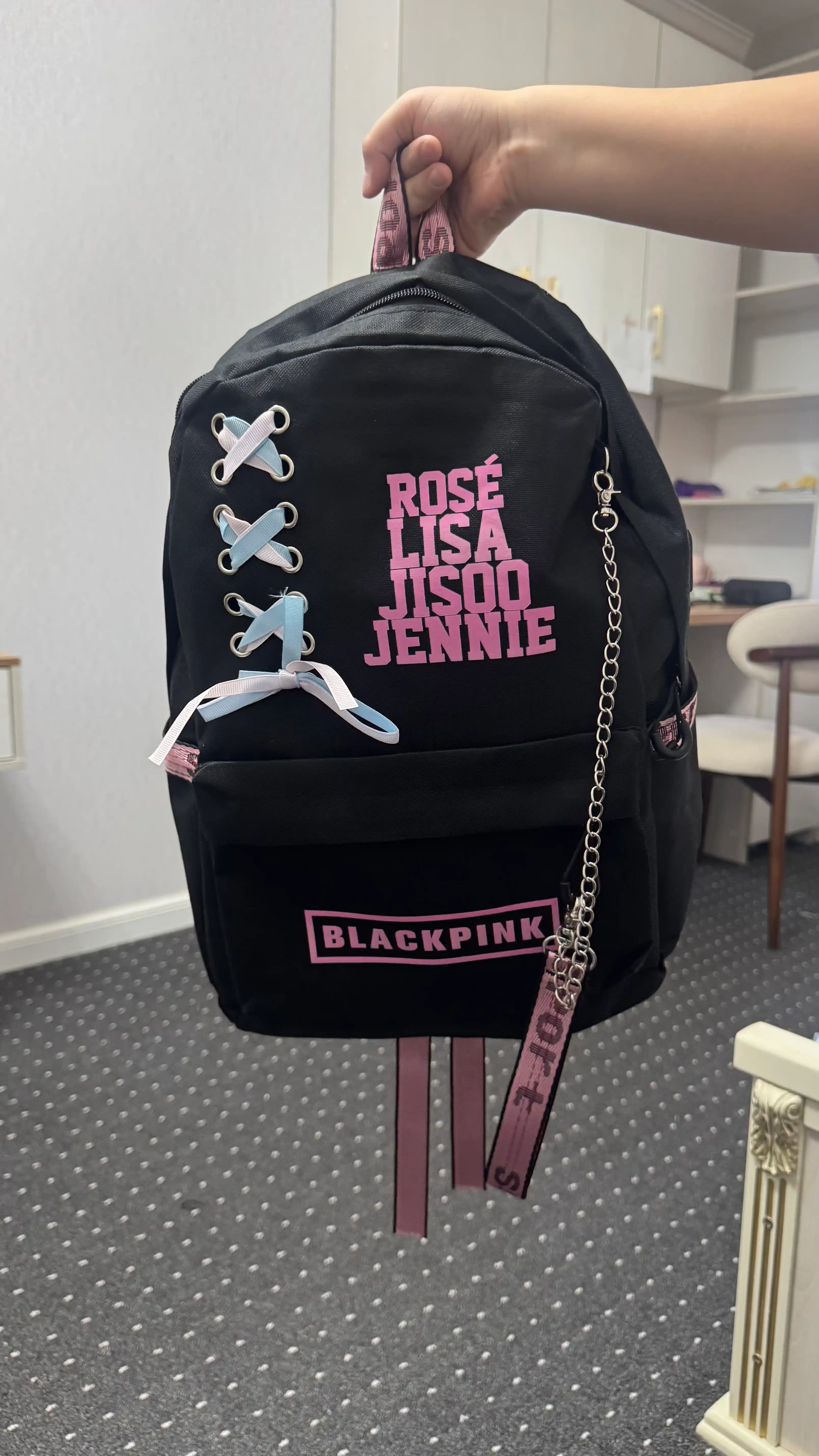Ayollar uchun BLACKPINKK ryukzaki, zamonaviy maktab uchun ryukzak