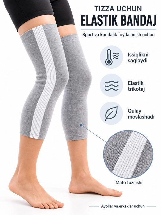 Isituvchi nakolenniklar, tizza uchun paxtali bandaj, sovuqdan himoya