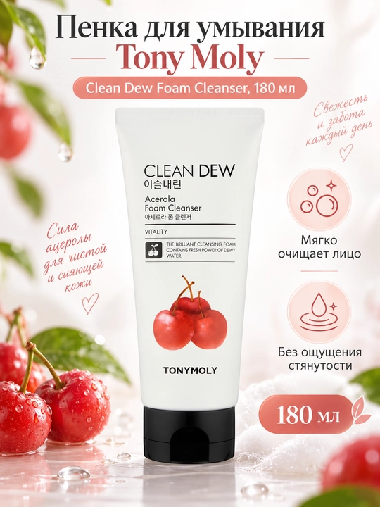 Ko'pik yuz yuvish uchun Tony Moly, Clean Dew Foam Cleanser, 180 ml - 