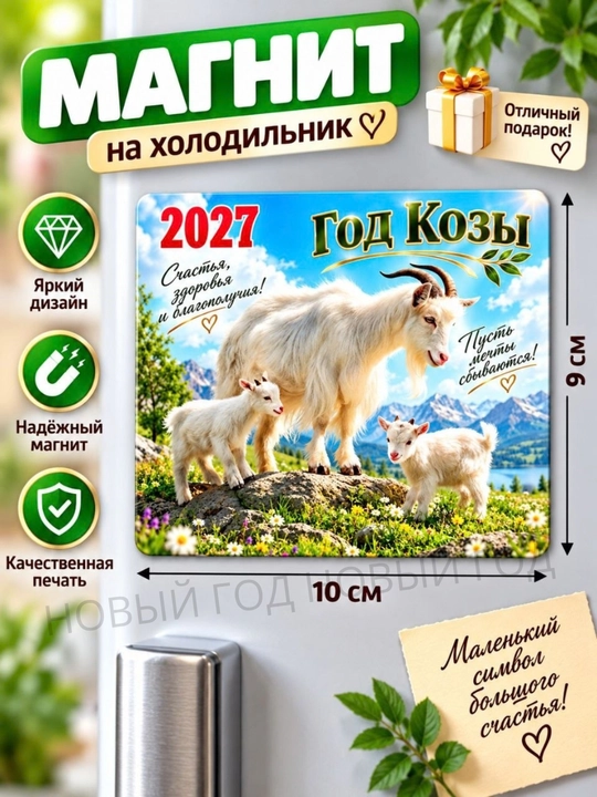 2027-yilning echki muzlatgich magniti ramzi - 
