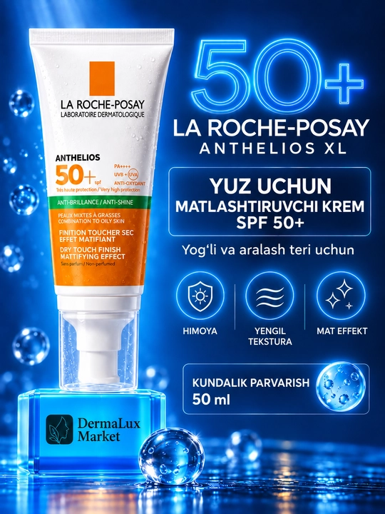 Kunduzgi yuz kremi Anthelios XL SP50+, yuzdagi yaltirashni kamaytiruvchi - 