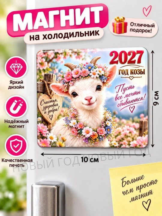 2027-yilning echki muzlatgich magniti ramzi - 