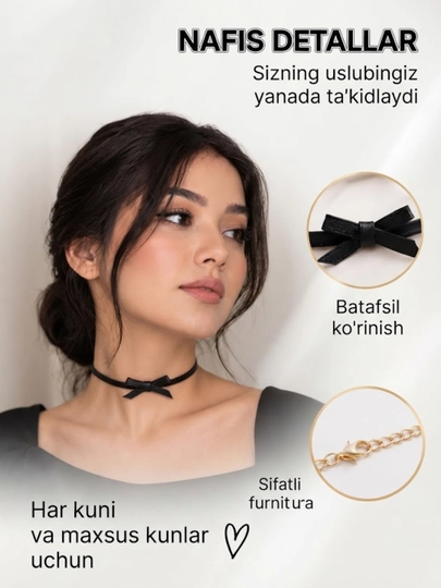 Nafis choker-marjon, metall elementlarga ega zamonaviy dizayn