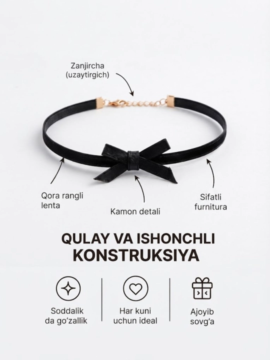 Nafis choker-marjon, metall elementlarga ega zamonaviy dizayn