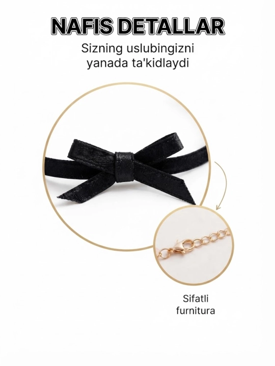 Nafis choker-marjon, metall elementlarga ega zamonaviy dizayn
