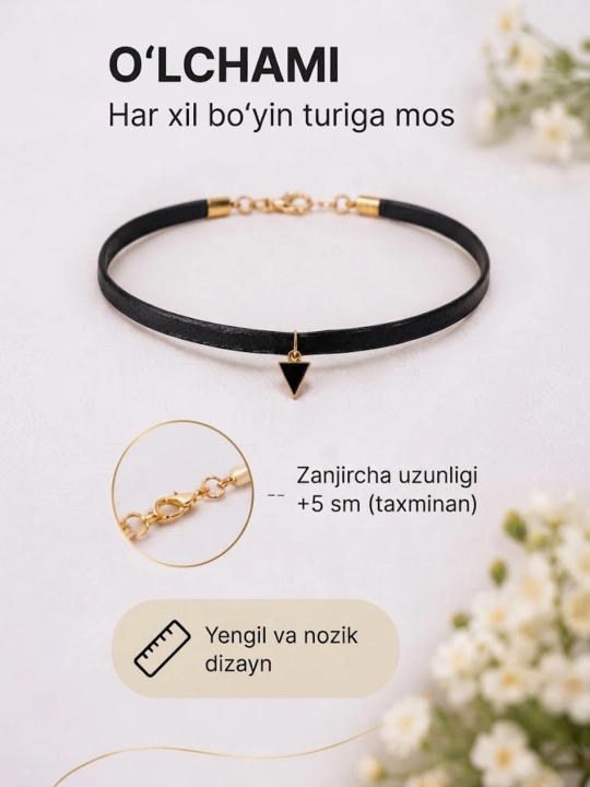 Nafis choker-marjon, metall elementlarga ega zamonaviy dizayn