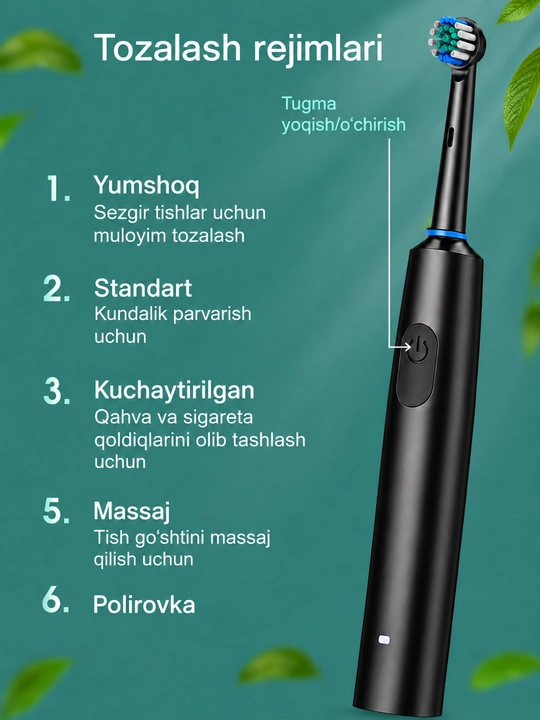 Elektron tish chotka 6 rejim, 4 nasadka, zubnaya shetka Oral-B, bolalar tish cho‘tkasi