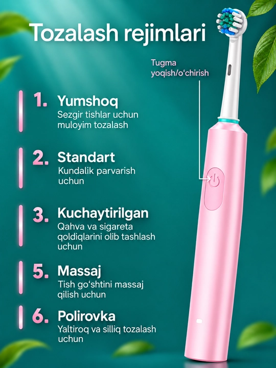 Elektron tish chotka 6 rejim, 4 nasadka, zubnaya shetka Oral-B, bolalar tish cho‘tkasi