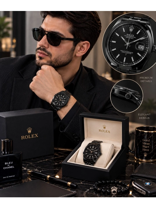 Классические мужские наручные часы, кварцевый механизм, в коробке, Rolex Classic - 