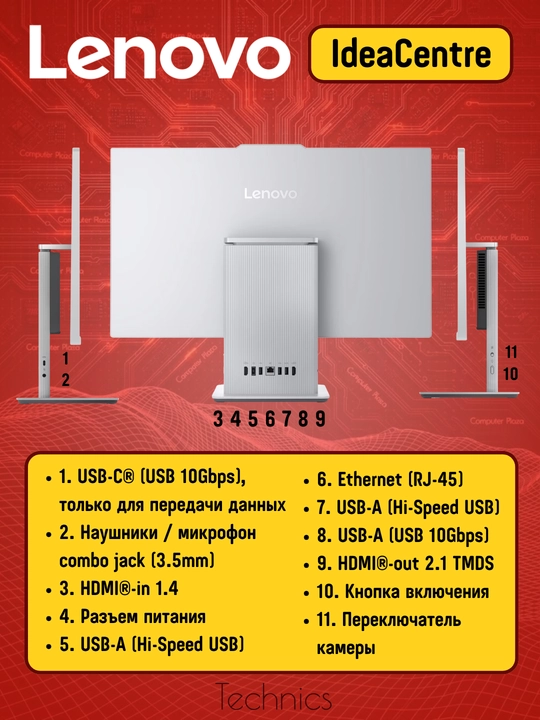 Моноблок Lenovo AIO 27" FHD i5-13420H 8GB DDR5 512GB SSD, Cloud Grey F0HM005GRU
