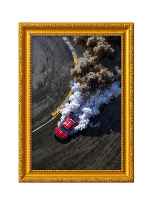 Qizil sport avtomobili drift dekorativ ramkali kartina, 25x33 sm