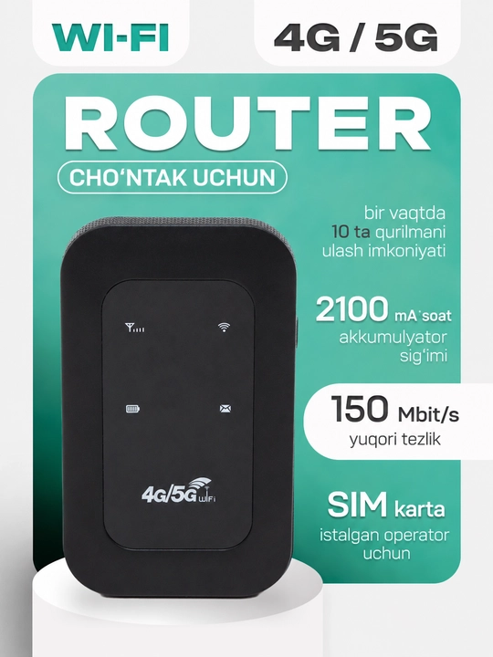 Роутер-Wi-Fi, модем карманный, портативный, 4G, 5G , с SIM-картой, для путешествий - 