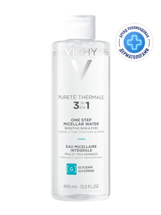 Vichy Purete Thermale Мицеллярная вода универсальная 3 в 1 для чувствительной кожи лица и вокруг глаз, 400 мл