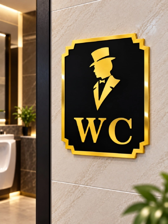 Hojatxona uchun devoriy WC belgisi, erkaklar uchun, dekorativ - 