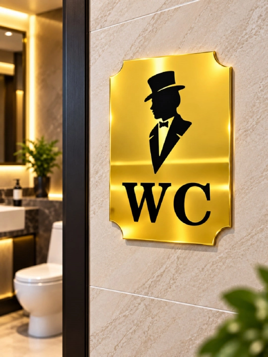 Hojatxona uchun devoriy WC belgisi, erkaklar uchun, dekorativ - 