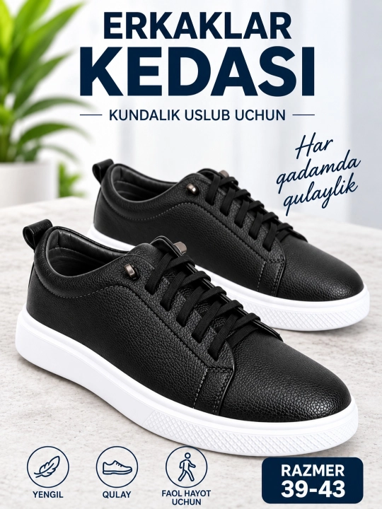 PEGAS erkaklar kedasi – poluklassik, rezinkali bog‘ich, eko-charm, 39–43